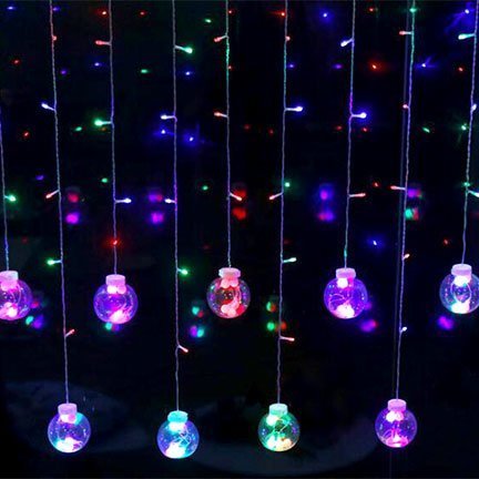 fairy lights curtain string with ball