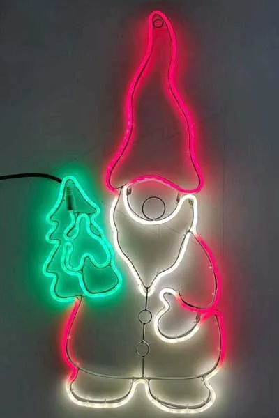 Neon lights motif santa with Christmas tree