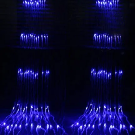animated blue LED waterfall curtain lights