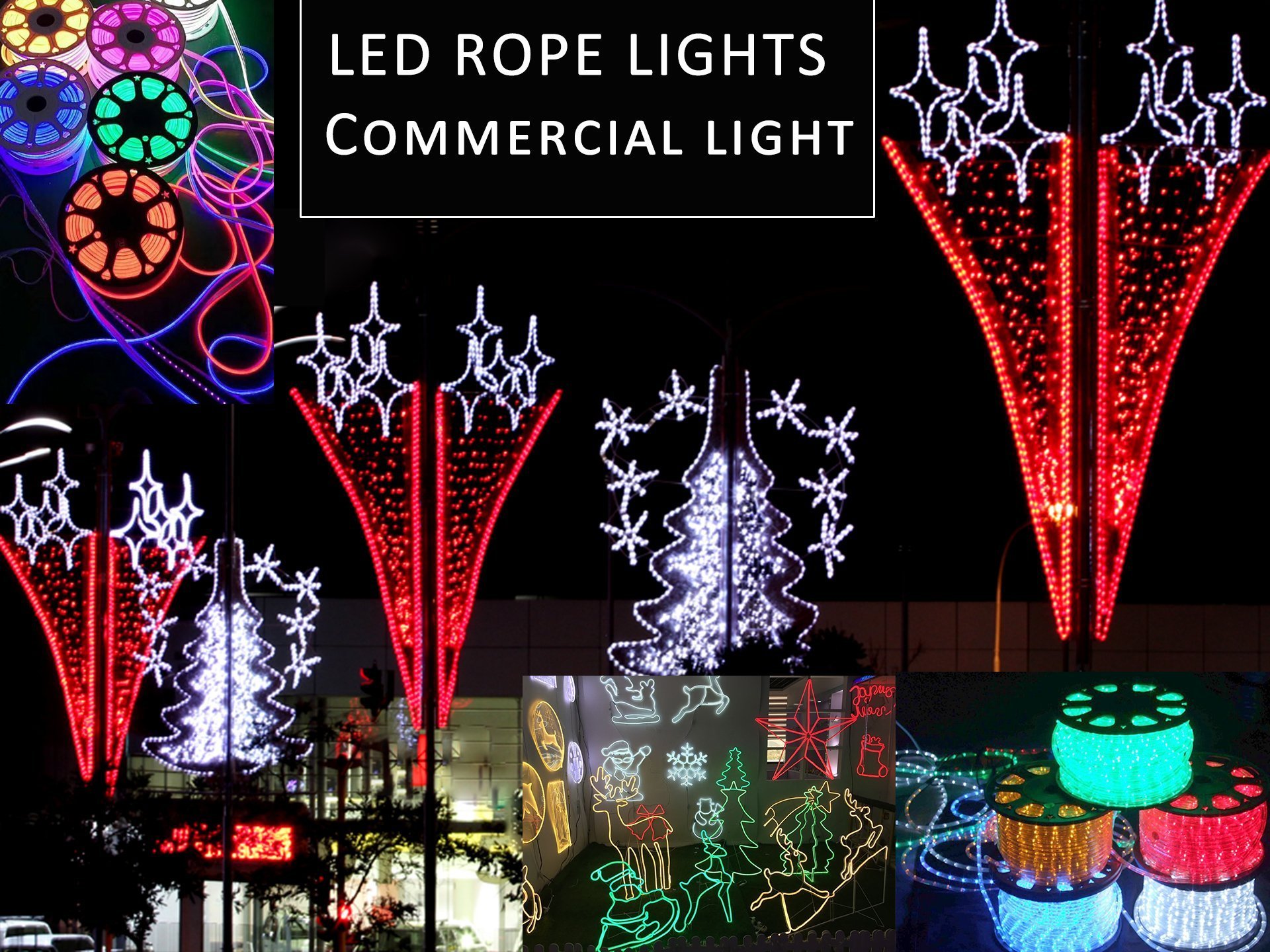 LED rope lights motif pole mounted Christmas decor