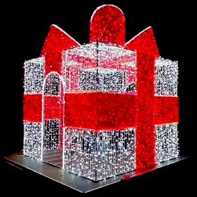 outdoor giant Christmas lighted gift box LED christmas sculpture