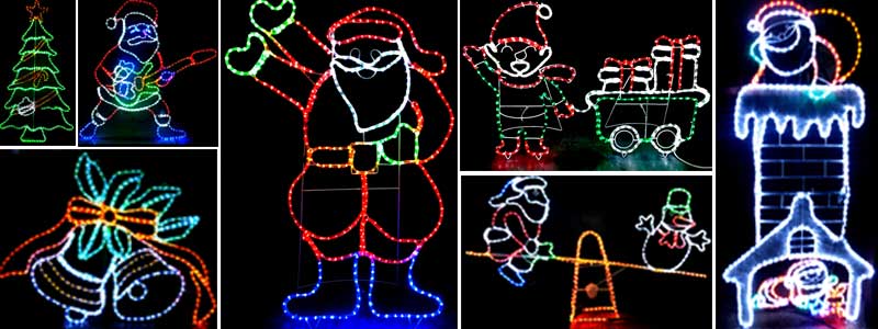 LED rope lights animated Christmas motif