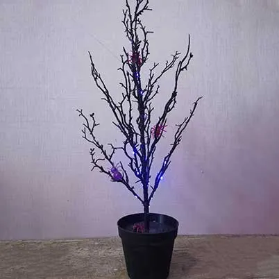 Black Halloween tree with purple lights