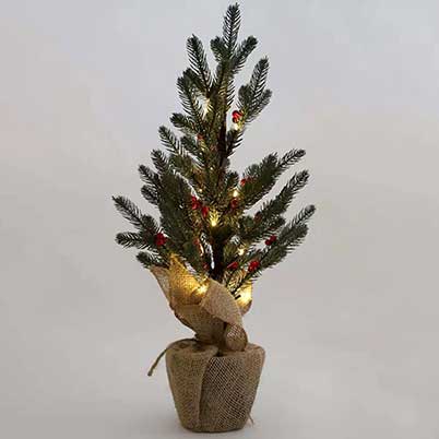 artificial christmas tree with burlap base