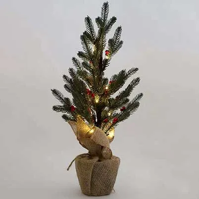 artificial christmas tree with burlap base