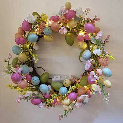 Easter door wreath with lights