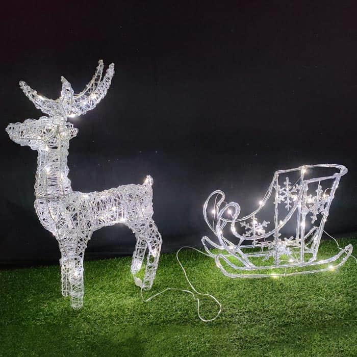 christmas lights sculpture led deer & sled