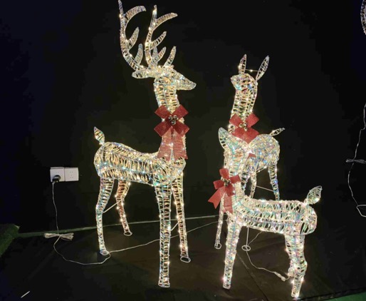 Christmas Lights motif standing deer family set