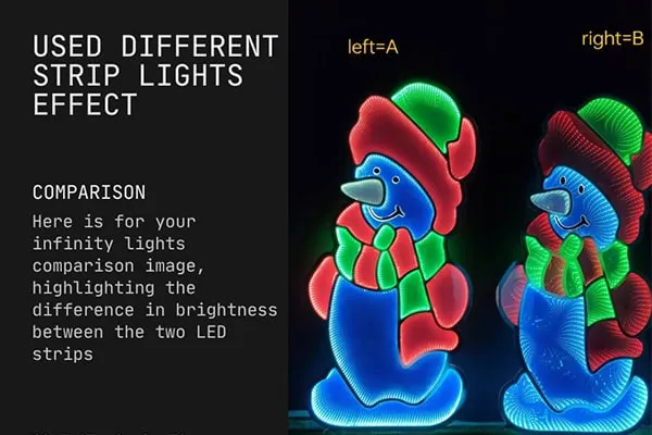 different strip lgihts effect for infinity lights