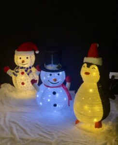 Penguin and snowman decorative lights