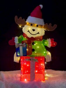 Reindeer gift box decorative light