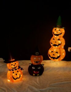 Three pumpkins with hats 3